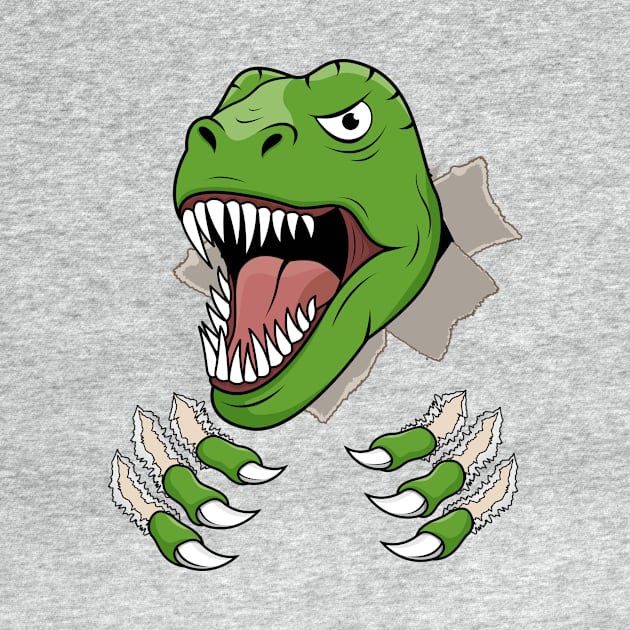 T Rex Claws Ripping Holes Dinosaur Roaring Head by samshirts